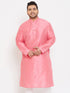 Vastramay Men's Plus Size Pink Silk Blend Kurta